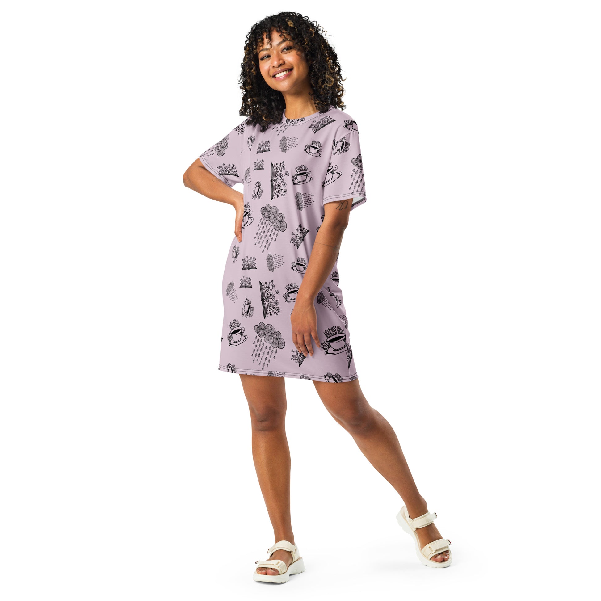 A rainy day for coffee and books T-shirt dress