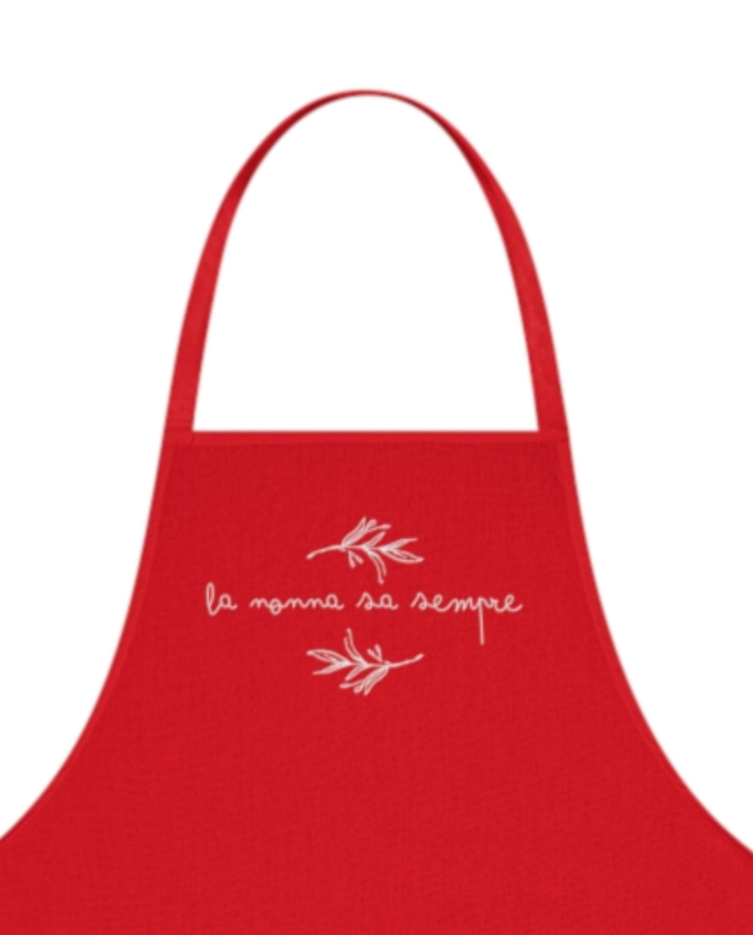 La nonna sa sempre Apron for Italian grandmother, cotton kitchen apron, botanical script design