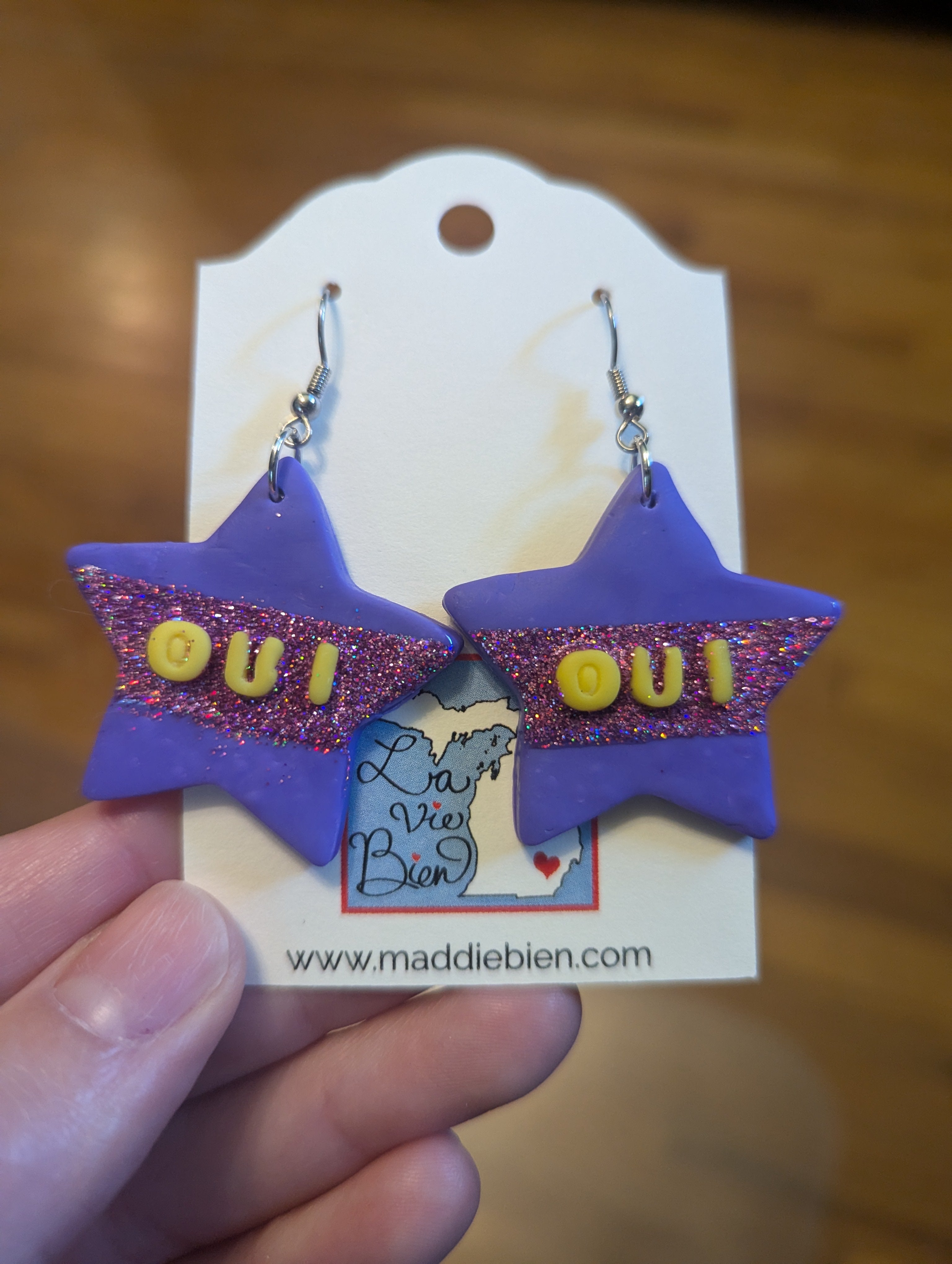 OUI polymer clay earrings, for pierced ears
