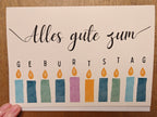 Alles gute zum geburtstag German birthday Greeting card with candle design, blank inside with envelope