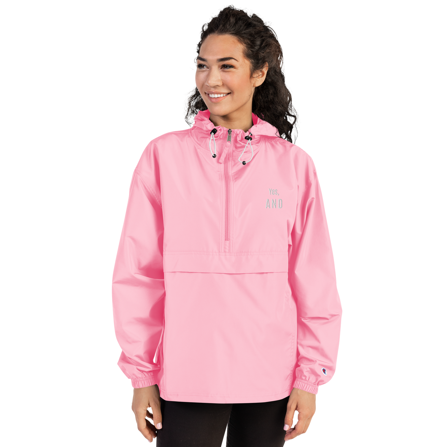 Yes, AND Embroidered Champion Packable Jacket, for improv lovers