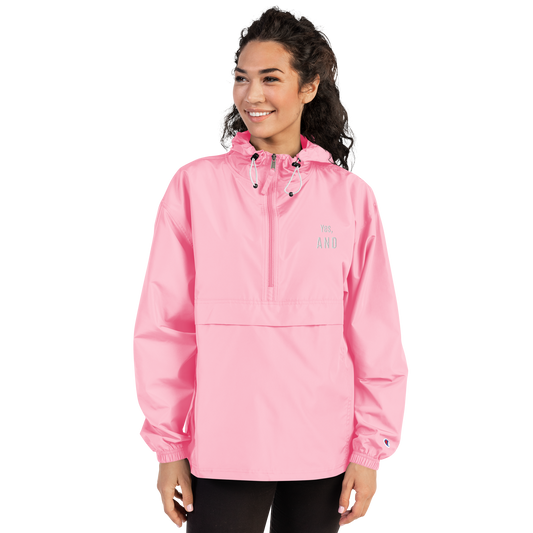 Yes, AND Embroidered Champion Packable Jacket, for improv lovers