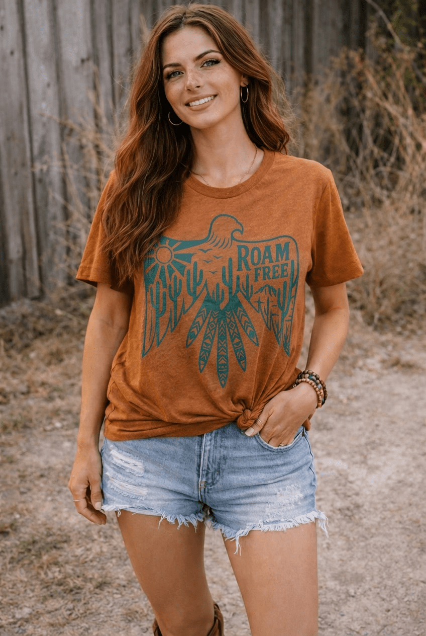 Roam Free Tee (Boho/Western) Clothing La Vie Bien Roam Free Tee (Boho/Western)