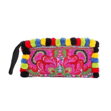 Rocio Multi - Color Pom Pom Wristlet Bag - Thailand Bags La Vie Bien Rocio Multi - Color Pom Pom Wristlet Bag - Thailand