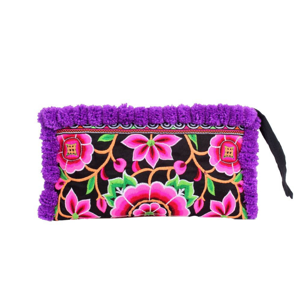 Rocio Multi - Color Pom Pom Wristlet Bag - Thailand Bags La Vie Bien Rocio Multi - Color Pom Pom Wristlet Bag - Thailand