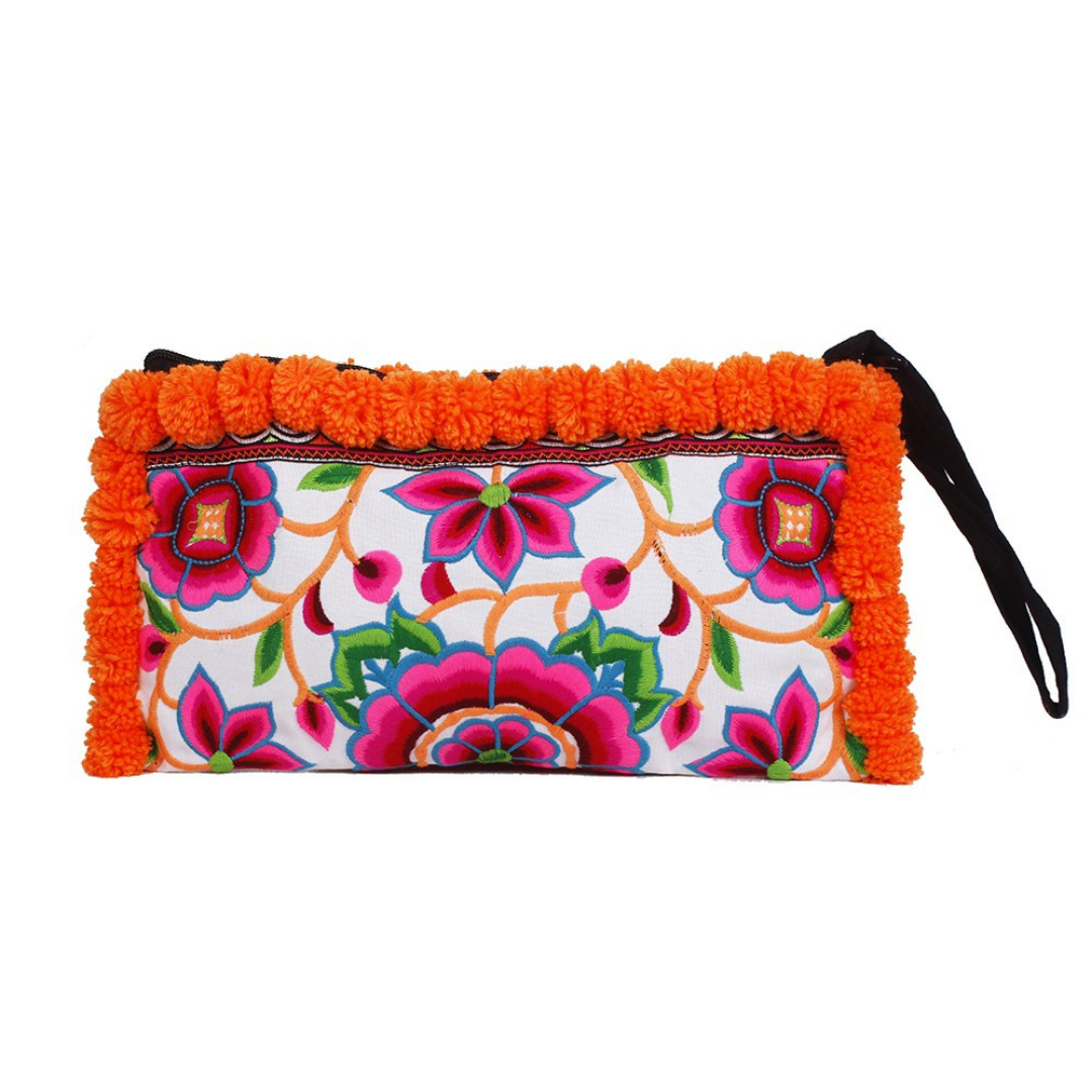 Rocio Multi - Color Pom Pom Wristlet Bag - Thailand Bags La Vie Bien Rocio Multi - Color Pom Pom Wristlet Bag - Thailand