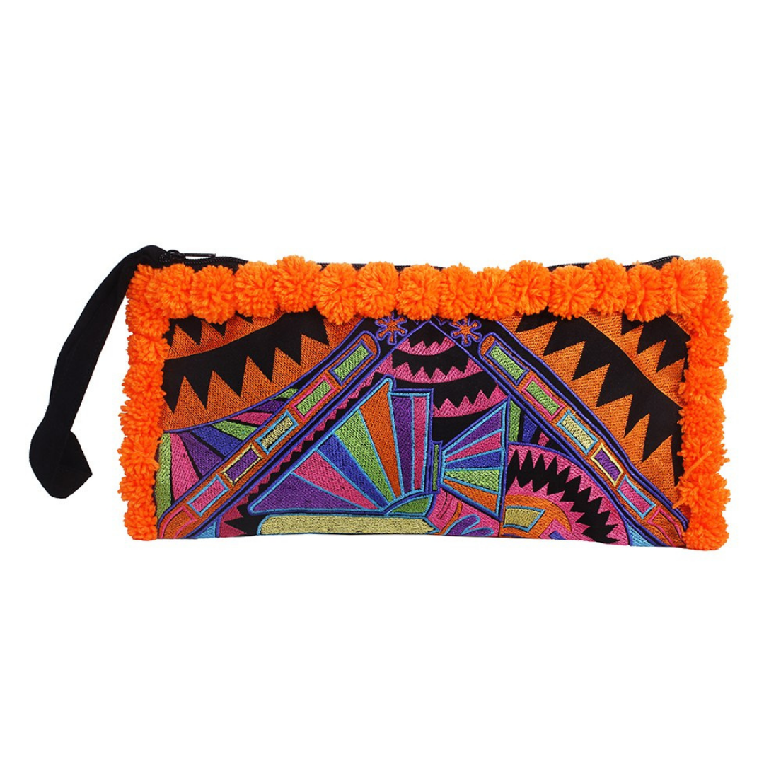 Rocio Multi - Color Pom Pom Wristlet Bag - Thailand Bags La Vie Bien Rocio Multi - Color Pom Pom Wristlet Bag - Thailand