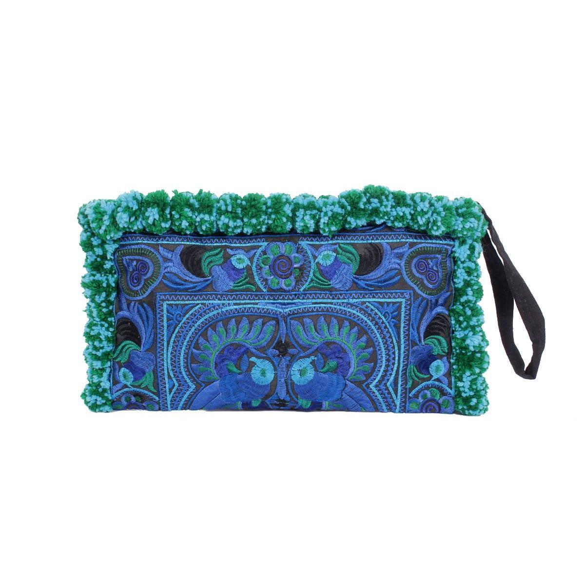 Rocio Multi - Color Pom Pom Wristlet Bag - Thailand Bags La Vie Bien Rocio Multi - Color Pom Pom Wristlet Bag - Thailand