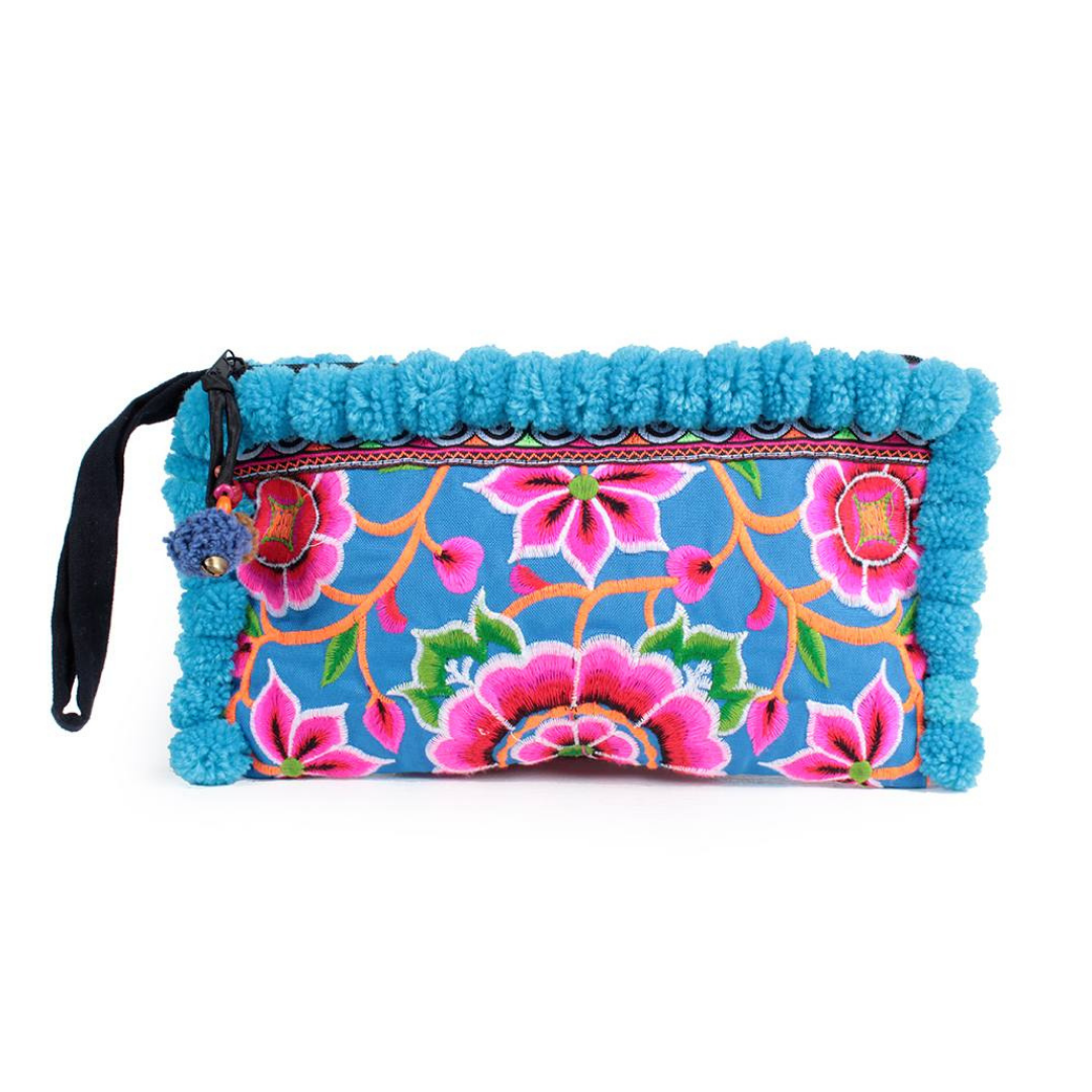Rocio Multi - Color Pom Pom Wristlet Bag - Thailand Bags La Vie Bien Rocio Multi - Color Pom Pom Wristlet Bag - Thailand