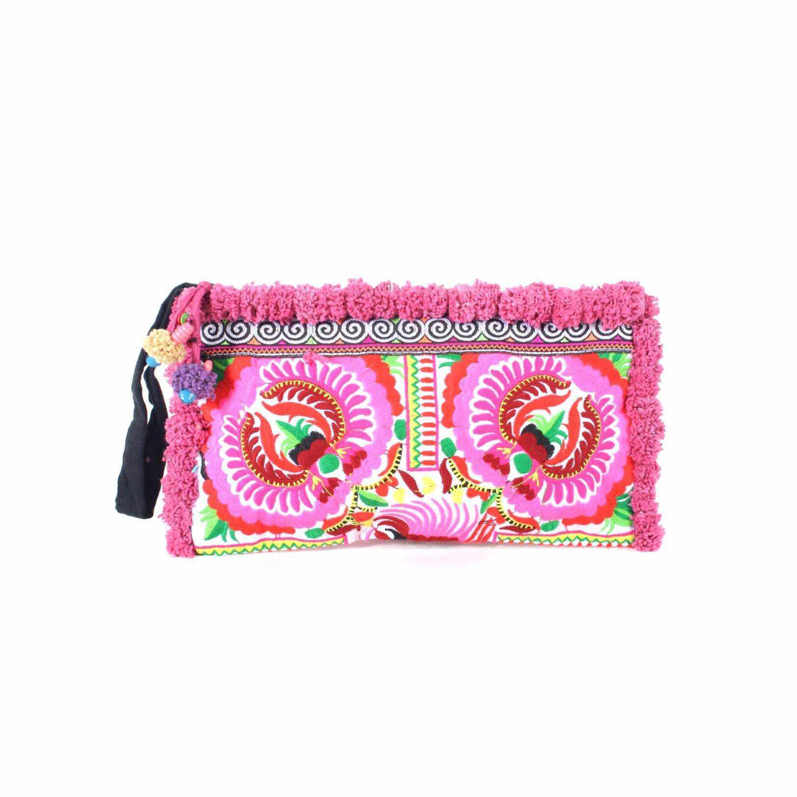 Rocio Multi - Color Pom Pom Wristlet Bag - Thailand Bags La Vie Bien Rocio Multi - Color Pom Pom Wristlet Bag - Thailand