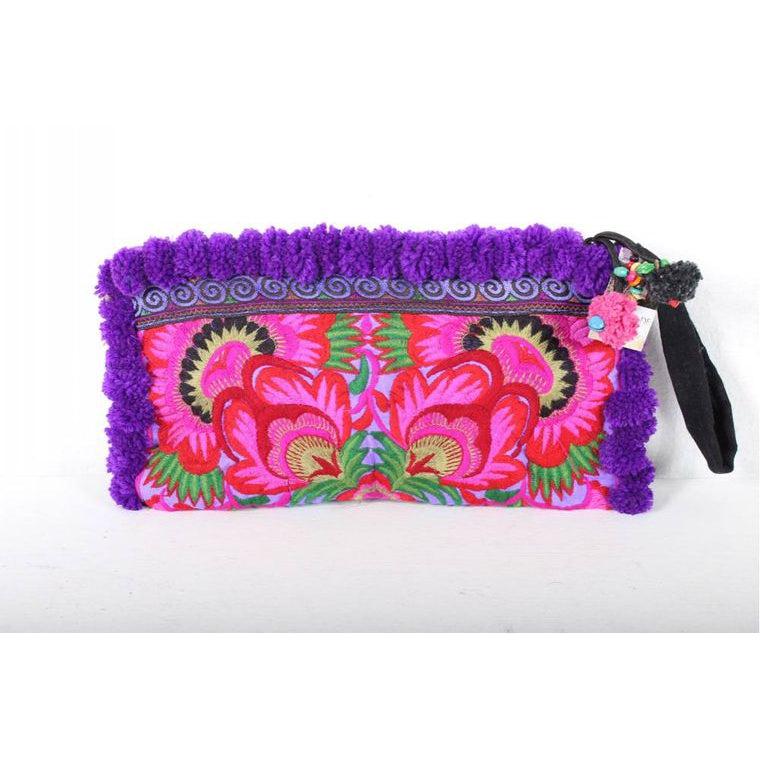 Rocio Multi - Color Pom Pom Wristlet Bag - Thailand Bags La Vie Bien Rocio Multi - Color Pom Pom Wristlet Bag - Thailand