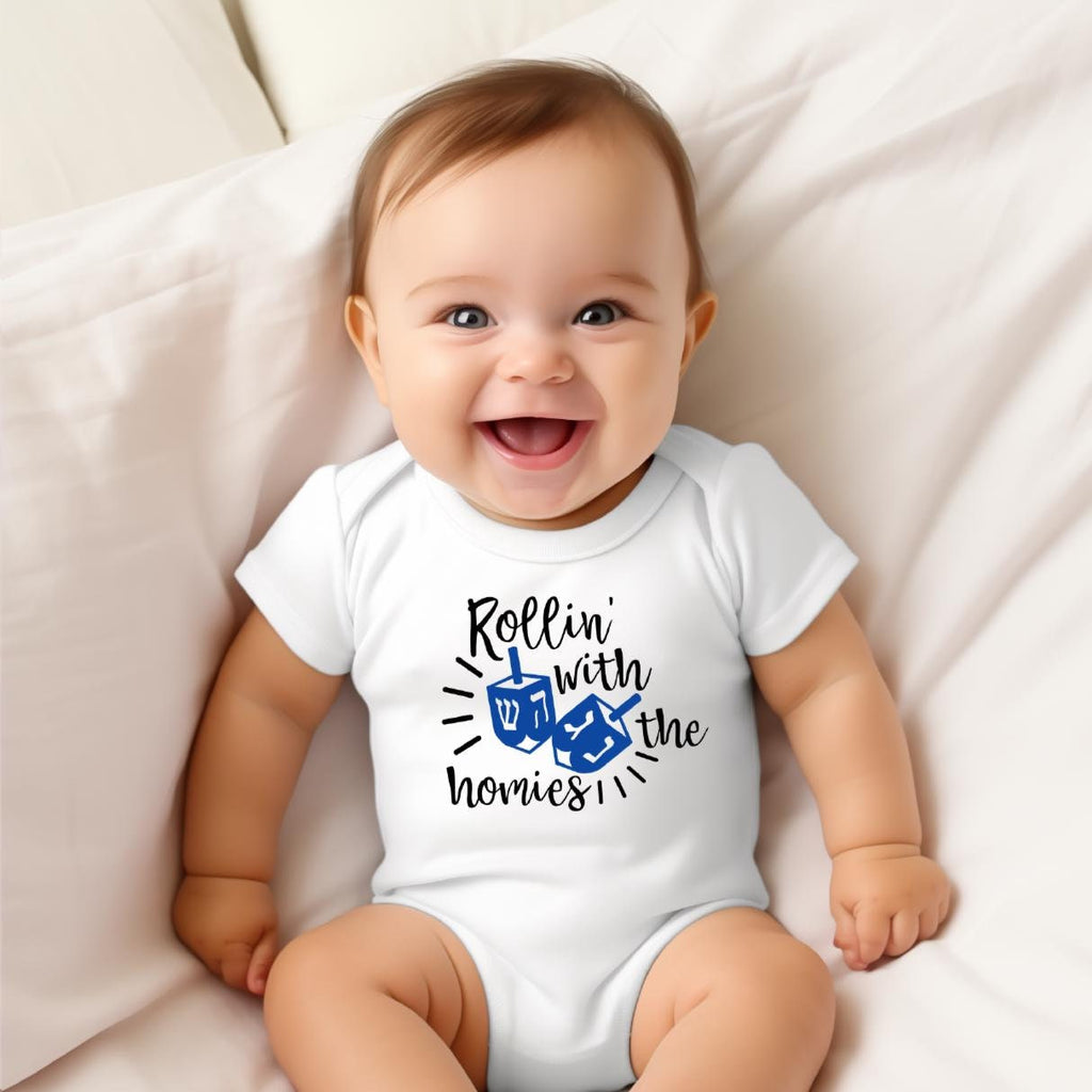 Rollin' with the Homies Chanukah Baby Bodysuit or Toddler Tee Kids' Clothes La Vie Bien Rollin' with the Homies Chanukah Baby Bodysuit or Toddler Tee