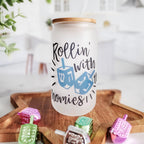 Rollin' with the Homies Printed Glass Can Cup by Salt Sparkle Shalom
