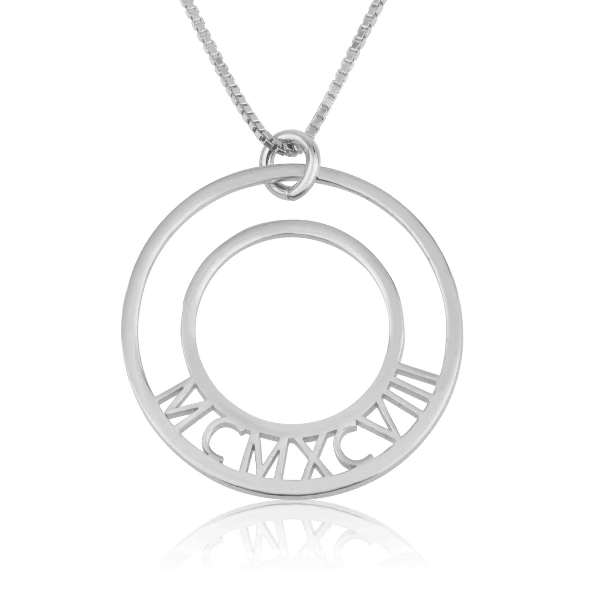 Roman Numeral Birth Year Circle Necklace