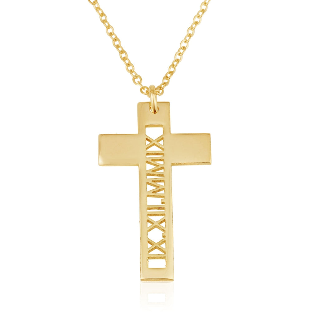 Roman Numeral Cross Necklace La Vie Bien Roman Numeral Cross Necklace