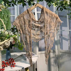 Romance Novel Heroine Blossom Embroidered Floral Lace Small Shawl Scarf or Shrug by The Bullish Store