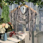 Romance Novel Heroine Stemmed Flowers Embroidered Lace Small Shawl Scarf or Shrug by The Bullish Store