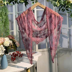 Romance Novel Heroine Stemmed Flowers Embroidered Lace Small Shawl Scarf or Shrug by The Bullish Store