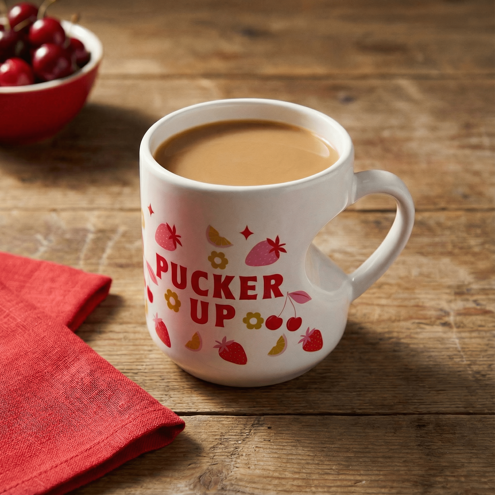 Romance Pucker Up Heart Shaped Handle Mug | Stoneware Tea Coffee Cup | 12oz mug La Vie Bien Romance Pucker Up Heart Shaped Handle Mug | Stoneware Tea Coffee Cup | 12oz