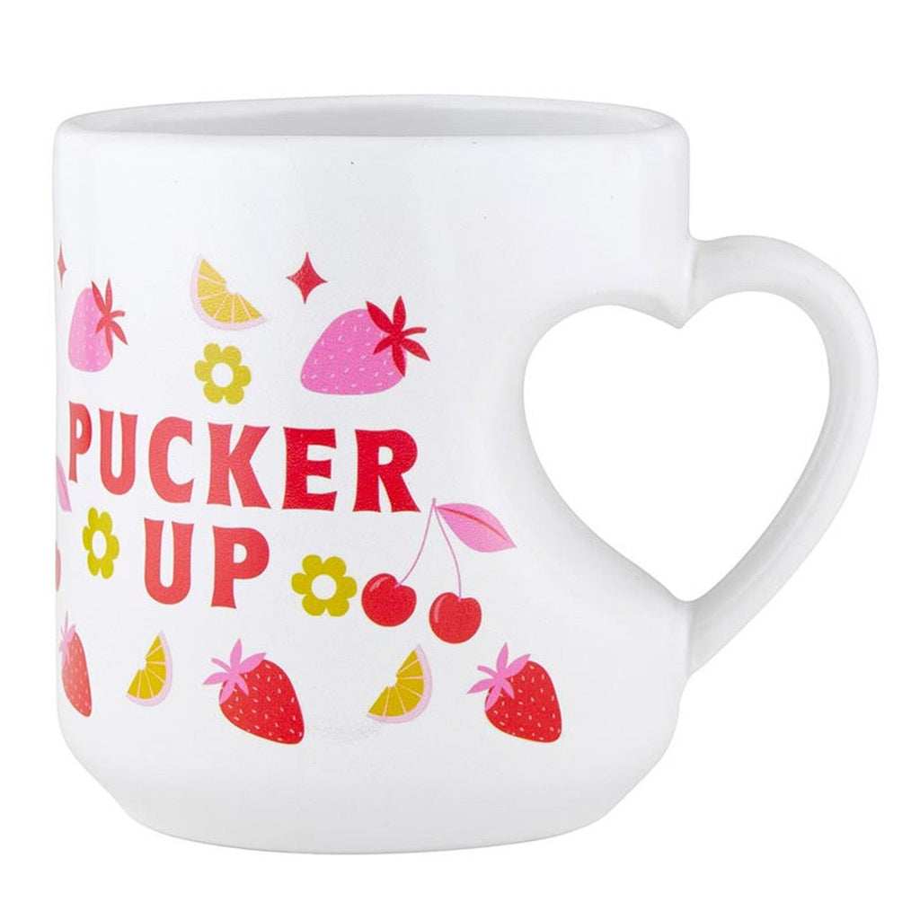 Romance Pucker Up Heart Shaped Handle Mug | Stoneware Tea Coffee Cup | 12oz mug La Vie Bien Romance Pucker Up Heart Shaped Handle Mug | Stoneware Tea Coffee Cup | 12oz
