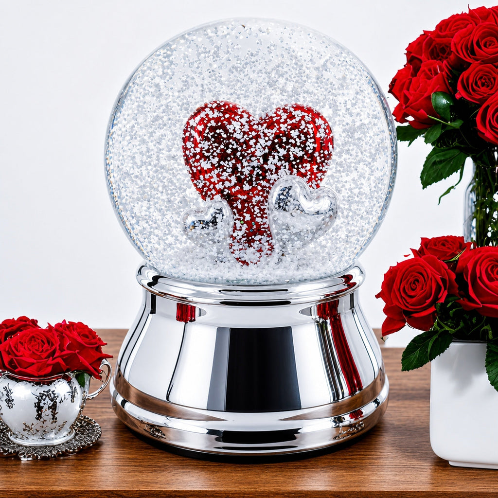 Romantic Red Heart in Love Glass Musical Water Snow Globe Snow Globes > Love La Vie Bien Romantic Red Heart in Love Glass Musical Water Snow Globe