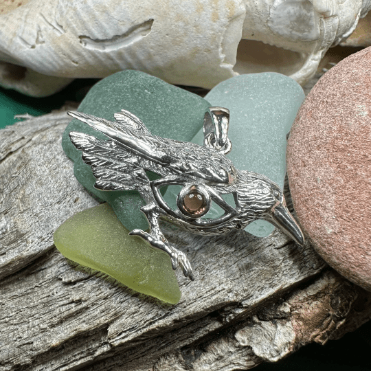 Rona Raven Necklace in Sterling Silver Pendant La Vie Bien Rona Raven Necklace in Sterling Silver