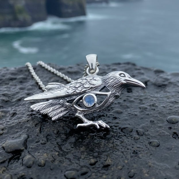 Rona Raven Necklace in Sterling Silver Pendant La Vie Bien Rona Raven Necklace in Sterling Silver