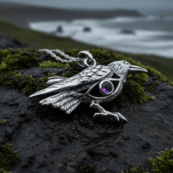 Rona Raven Necklace in Sterling Silver Pendant La Vie Bien Rona Raven Necklace in Sterling Silver
