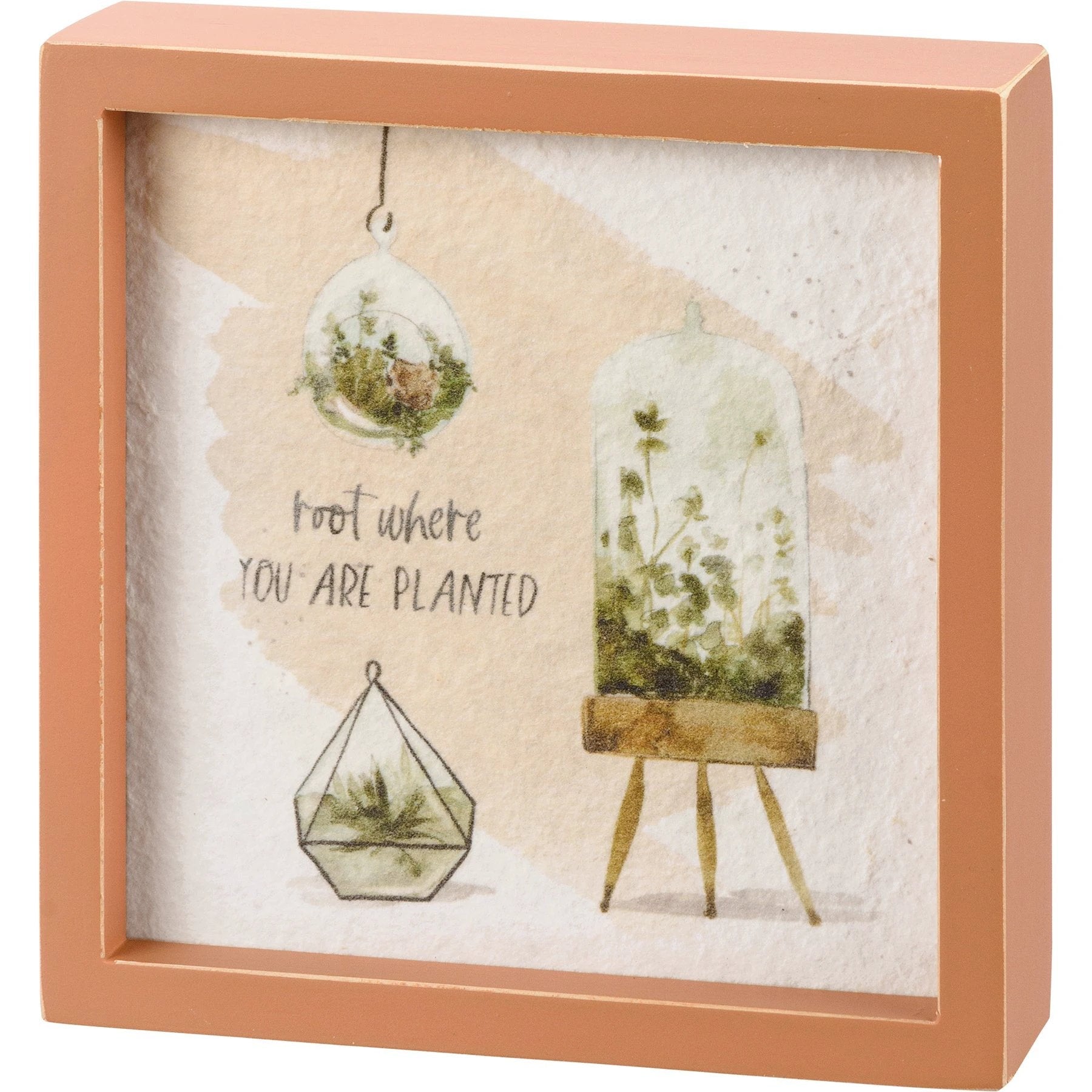 Root Where You Are Planted Inspo Box Sign | Plant Lovers Square Inset Wooden Decor | 6" x 6" by The Bullish Store