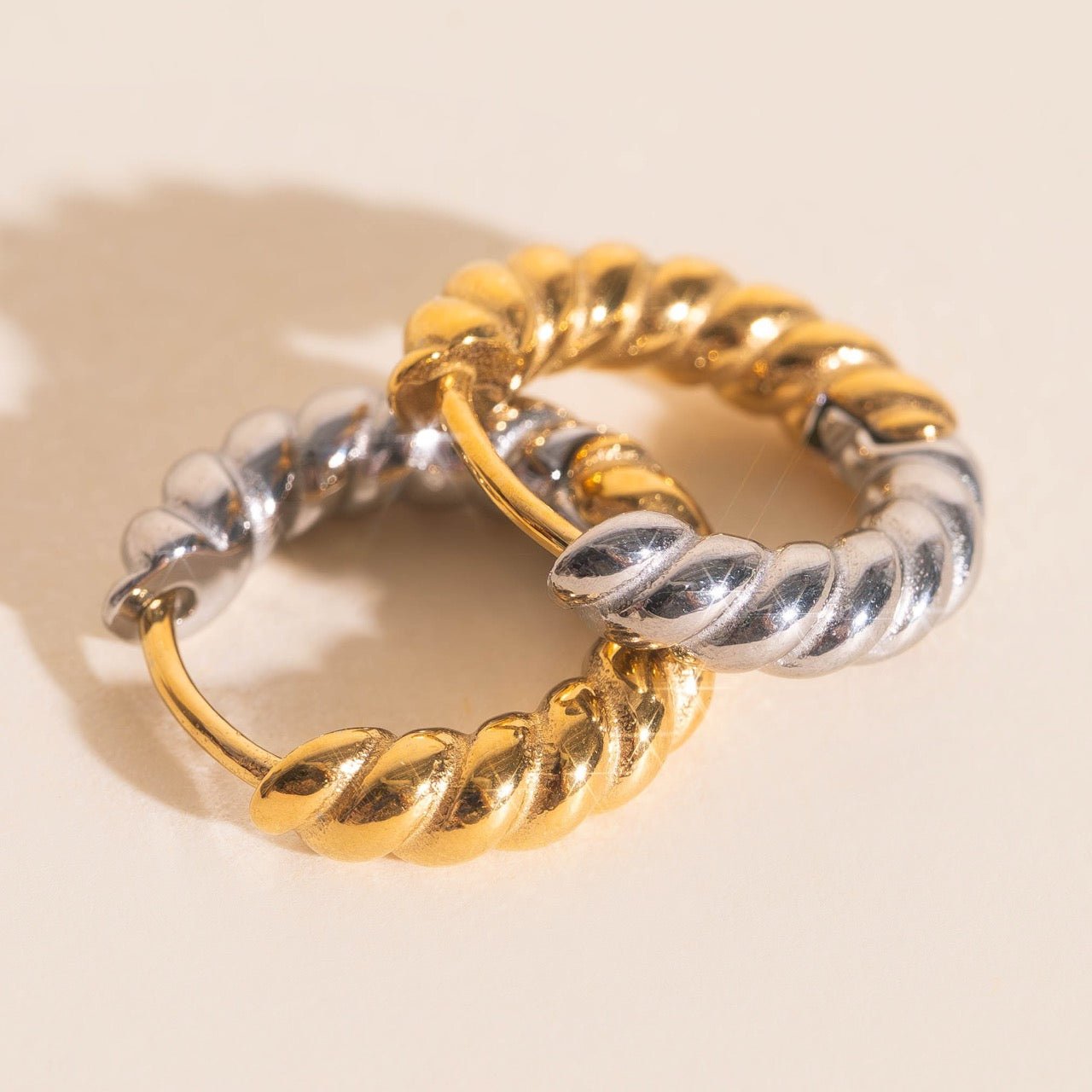 Rope Chunky Rounded Huggie Hoop Earrings Chunky Rounded Huggie Hoops La Vie Bien Rope Chunky Rounded Huggie Hoop Earrings