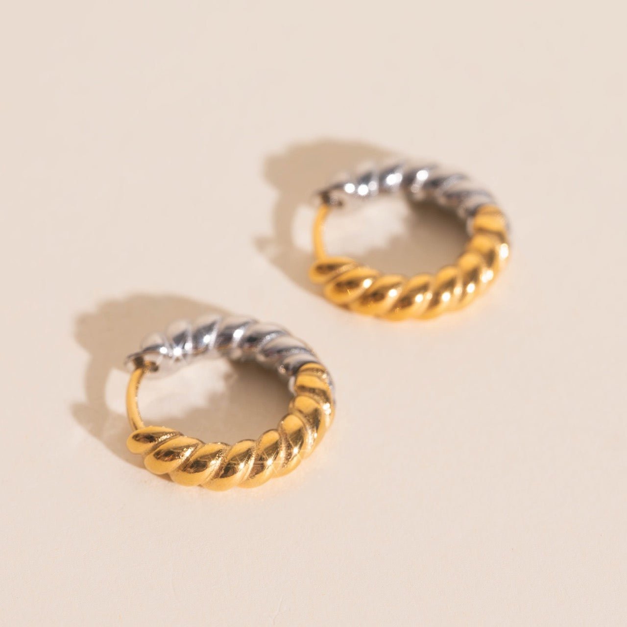 Rope Chunky Rounded Huggie Hoop Earrings Chunky Rounded Huggie Hoops La Vie Bien Rope Chunky Rounded Huggie Hoop Earrings