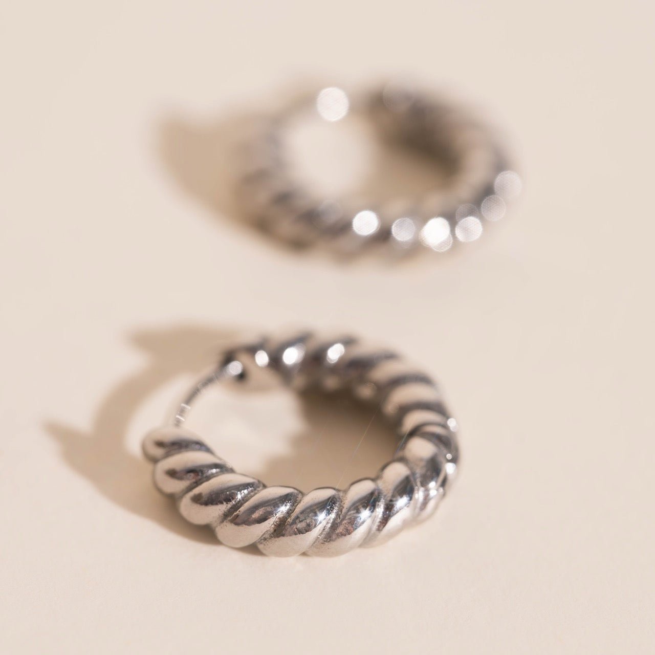 Rope Chunky Rounded Huggie Hoop Earrings Chunky Rounded Huggie Hoops La Vie Bien Rope Chunky Rounded Huggie Hoop Earrings