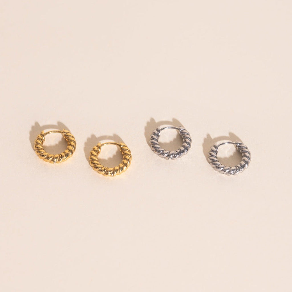 Rope Chunky Rounded Huggie Hoop Earrings Chunky Rounded Huggie Hoops La Vie Bien Rope Chunky Rounded Huggie Hoop Earrings