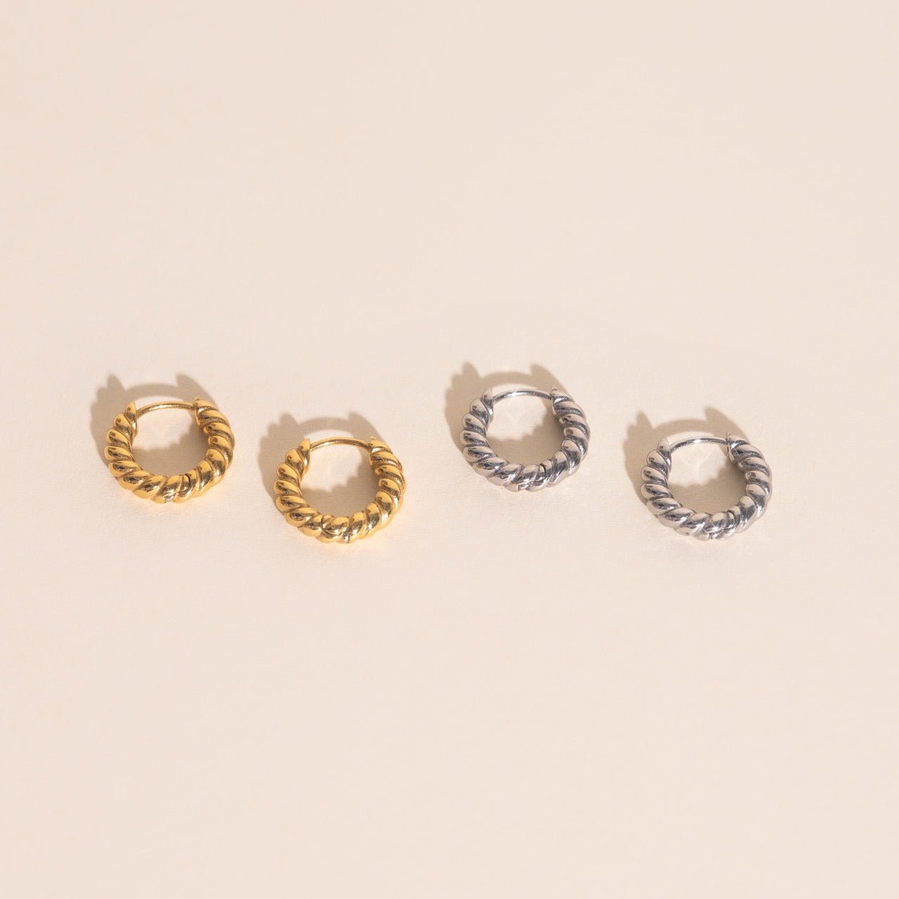 Rope Chunky Rounded Huggie Hoop Earrings Chunky Rounded Huggie Hoops La Vie Bien Rope Chunky Rounded Huggie Hoop Earrings