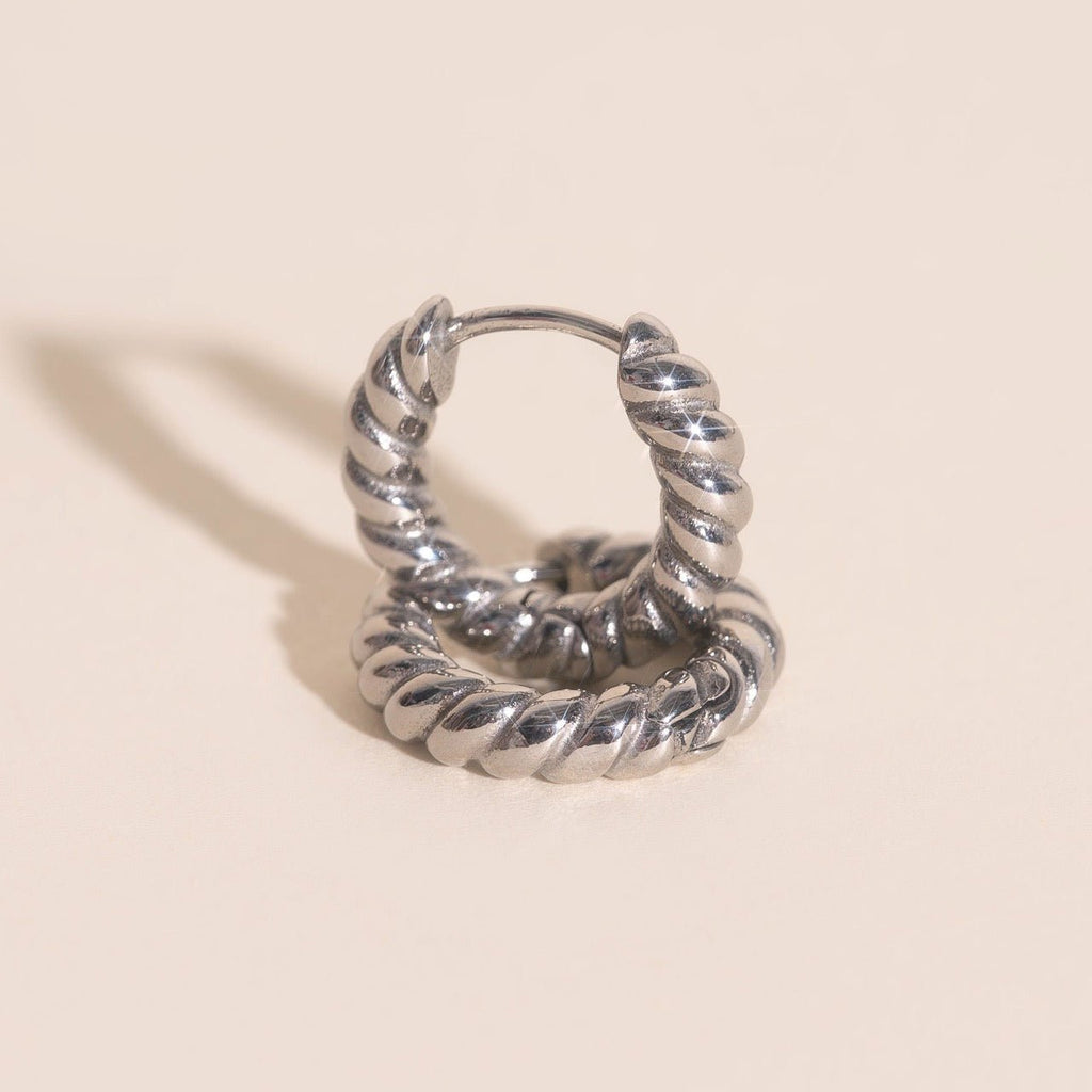 Rope Chunky Rounded Huggie Hoop Earrings Chunky Rounded Huggie Hoops La Vie Bien Rope Chunky Rounded Huggie Hoop Earrings