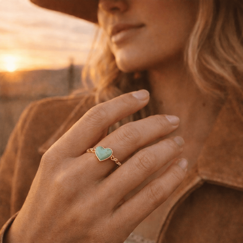 Rope My Heart Blue Turquoise and Golden Ring Rings La Vie Bien Rope My Heart Blue Turquoise and Golden Ring