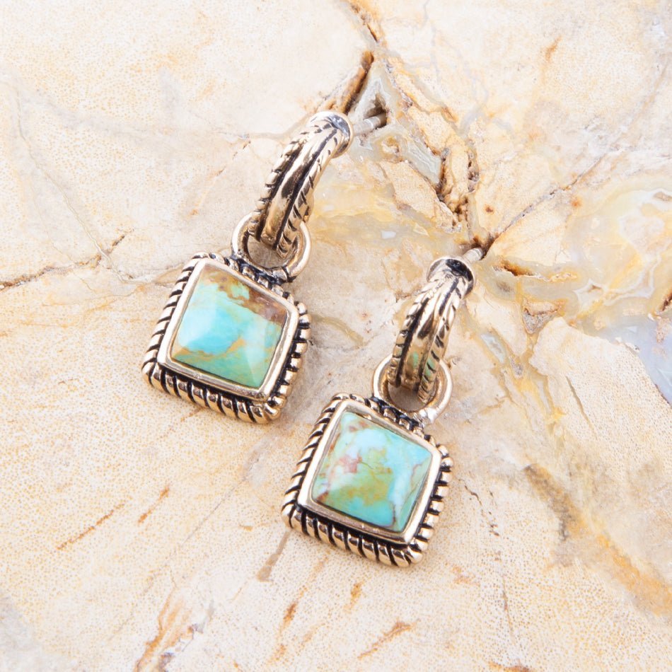 Roped Around Turquoise and Bronze Earrings Earrings La Vie Bien Roped Around Turquoise and Bronze Earrings