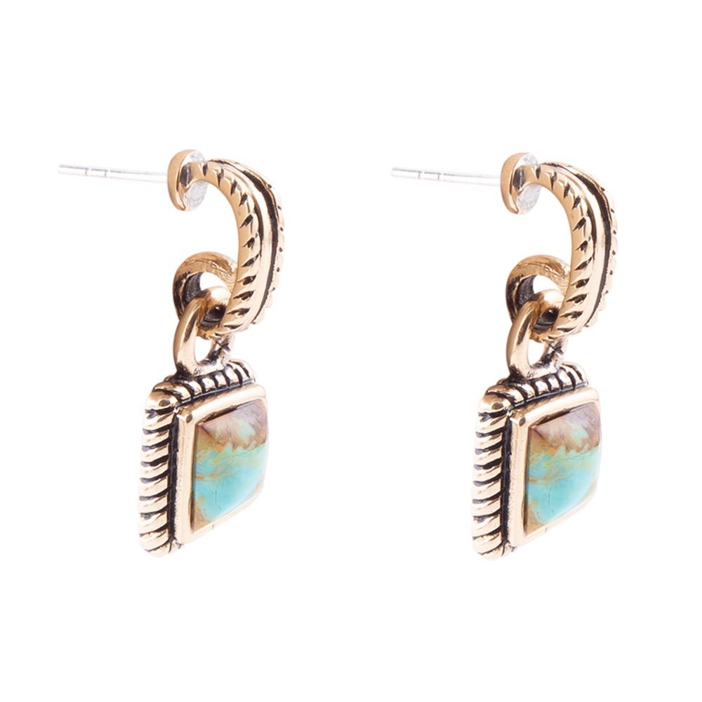 Roped Around Turquoise and Bronze Earrings Earrings La Vie Bien Roped Around Turquoise and Bronze Earrings