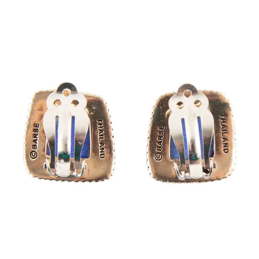 Roped Blue Lapis Golden Clip Earrings by Barse Jewelry