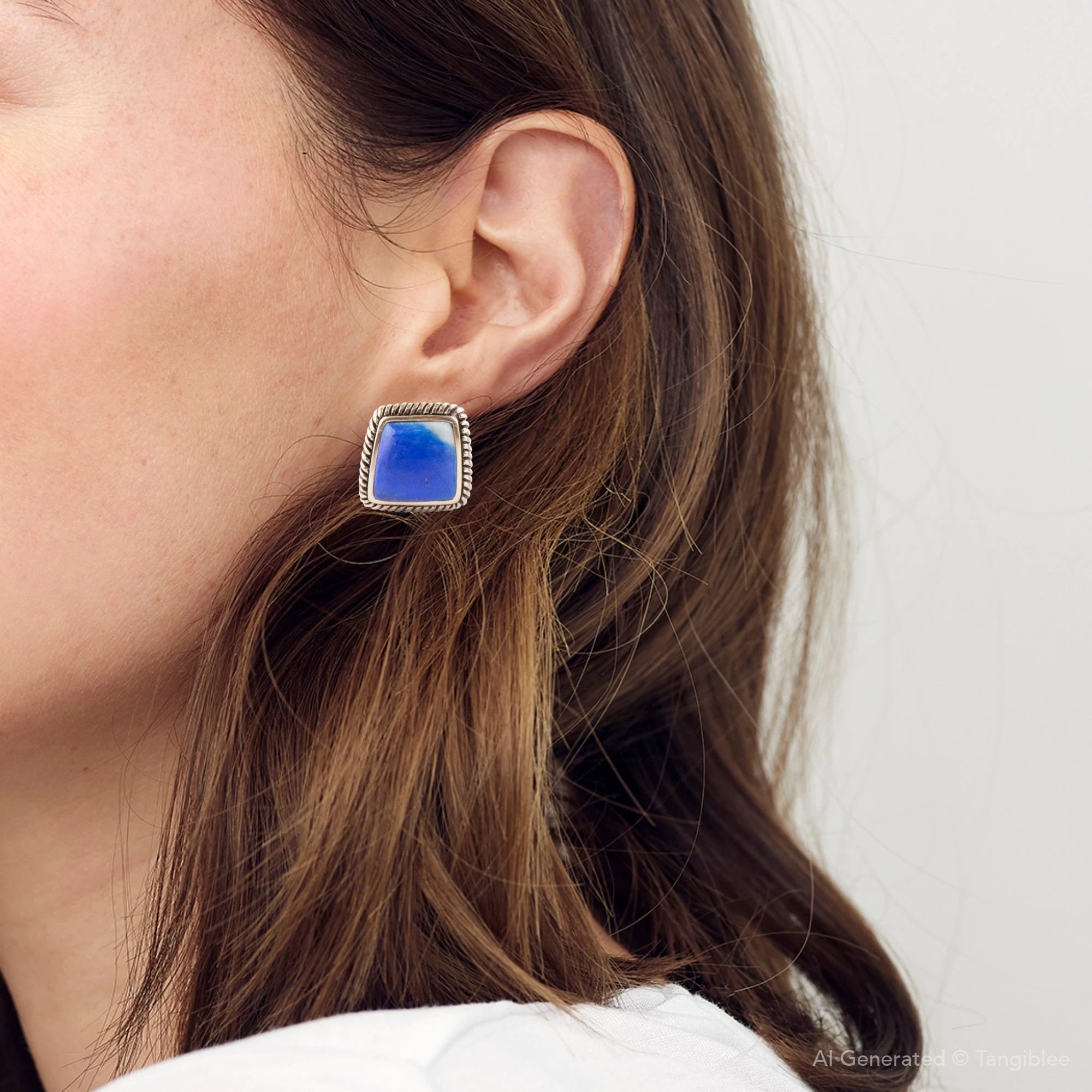 Roped Blue Lapis Golden Clip Earrings by Barse Jewelry