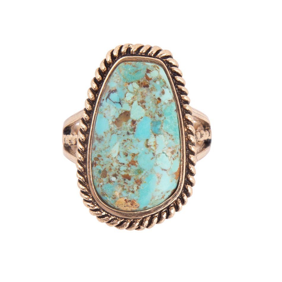 Roped Blue Turquoise Golden Ring Rings La Vie Bien Roped Blue Turquoise Golden Ring