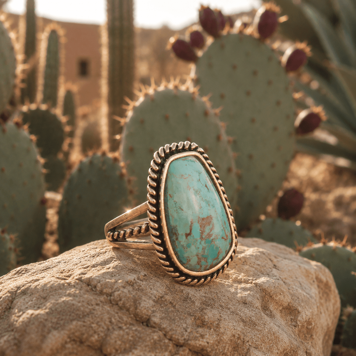 Roped Blue Turquoise Golden Ring Rings La Vie Bien Roped Blue Turquoise Golden Ring