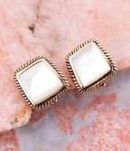 Roped Mother of Pearl Golden Clip Earrings by Barse Jewelry