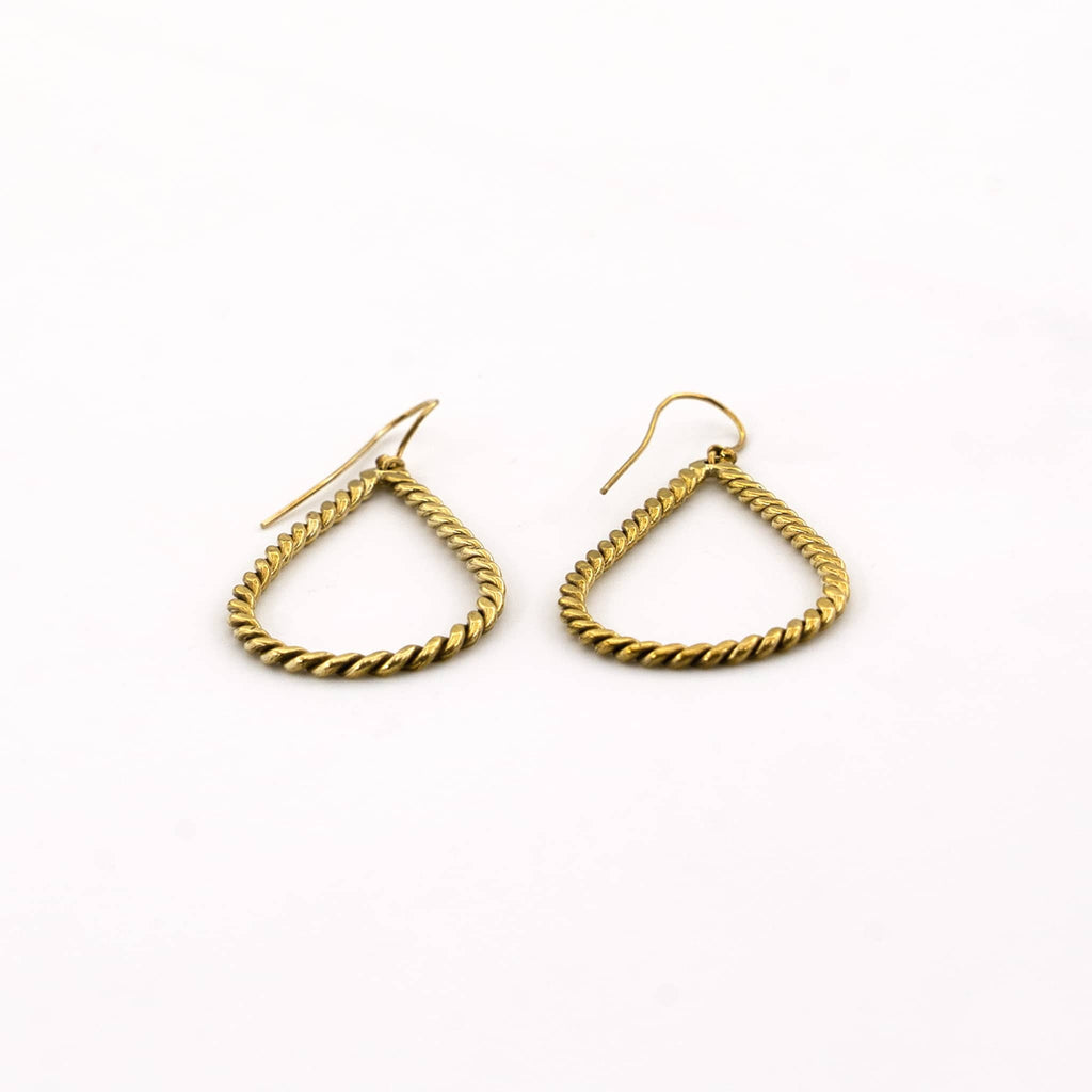 Rosa Brass Twisted Hoop Earrings Earrings La Vie Bien Rosa Brass Twisted Hoop Earrings