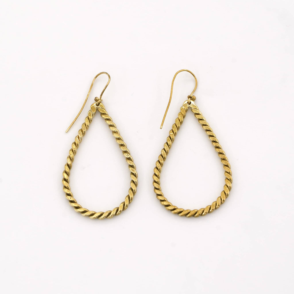 Rosa Brass Twisted Hoop Earrings Earrings La Vie Bien Rosa Brass Twisted Hoop Earrings