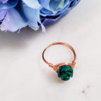 Rose Bead Wire Wrapped Ring Finger Rings La Vie Bien Rose Bead Wire Wrapped Ring