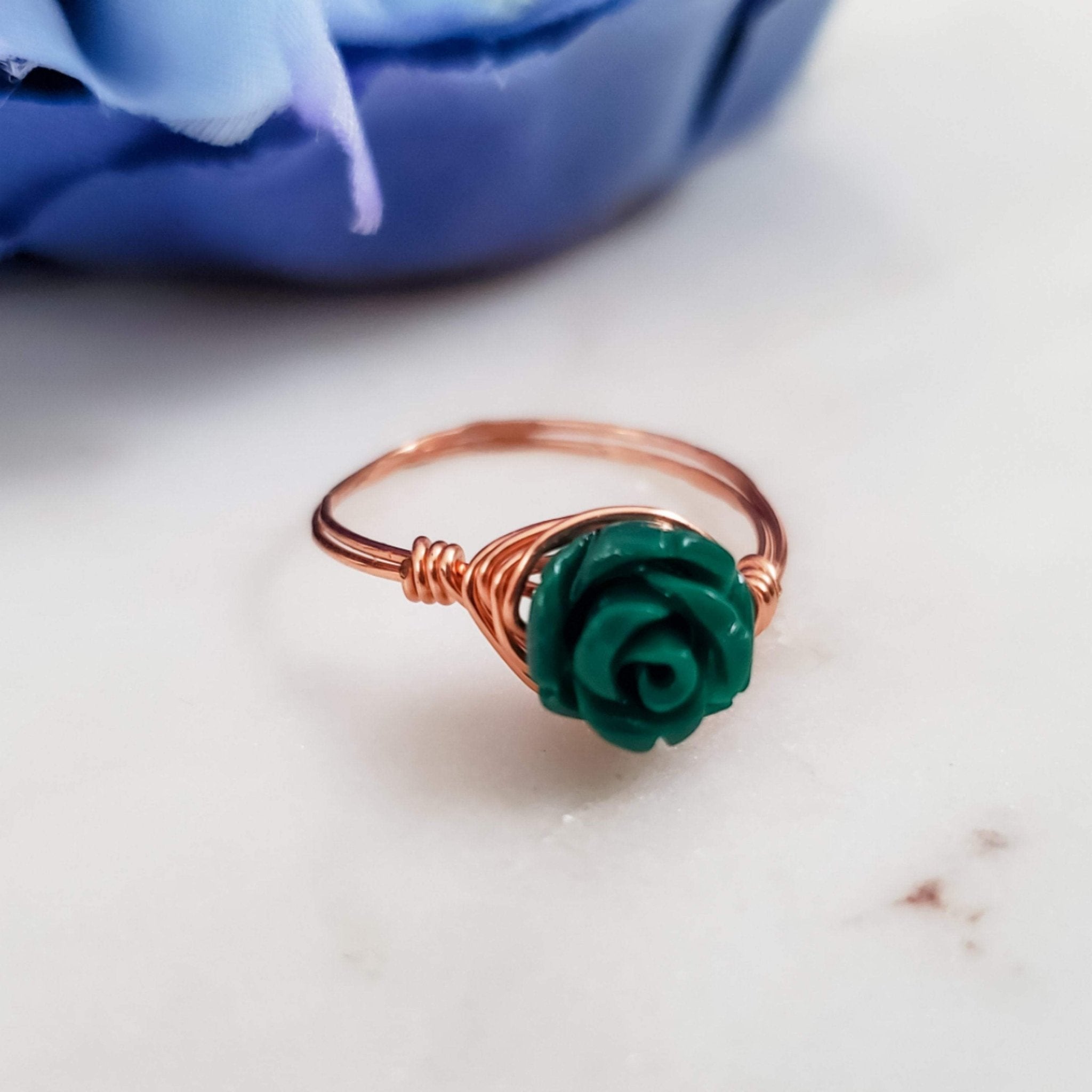 Rose Bead Wire Wrapped Ring Finger Rings La Vie Bien Rose Bead Wire Wrapped Ring