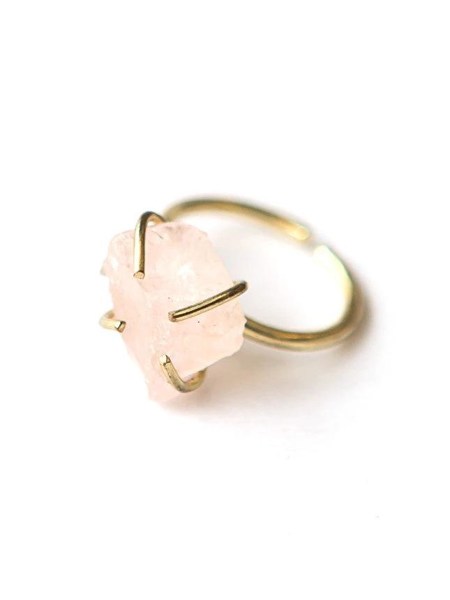 Rose Quartz Pronged Ring by Fair Anita