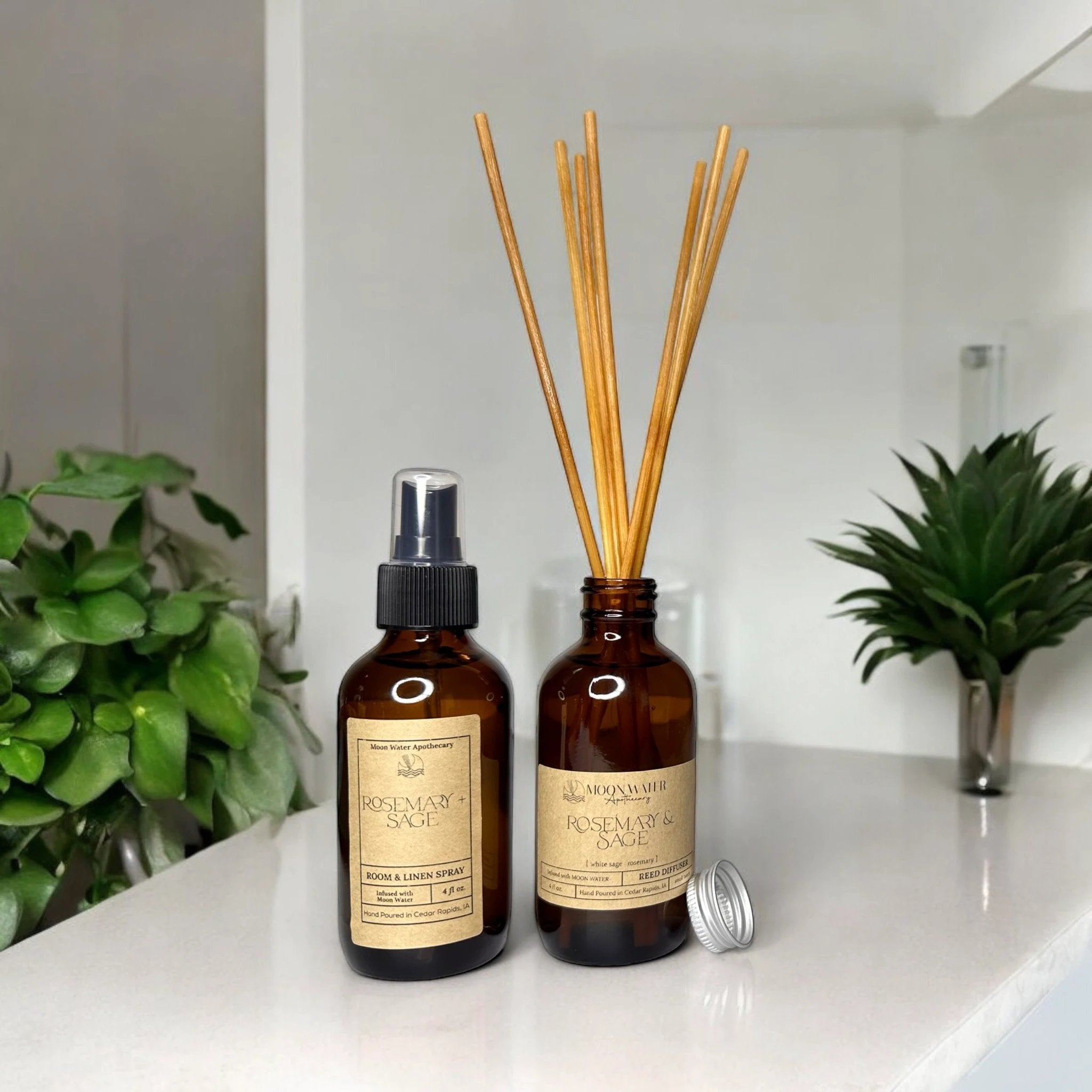 Rosemary + Sage - REED DIFFUSER, Herbal Aromatherapy Home Fragrance - by Moon Water Apothecary!