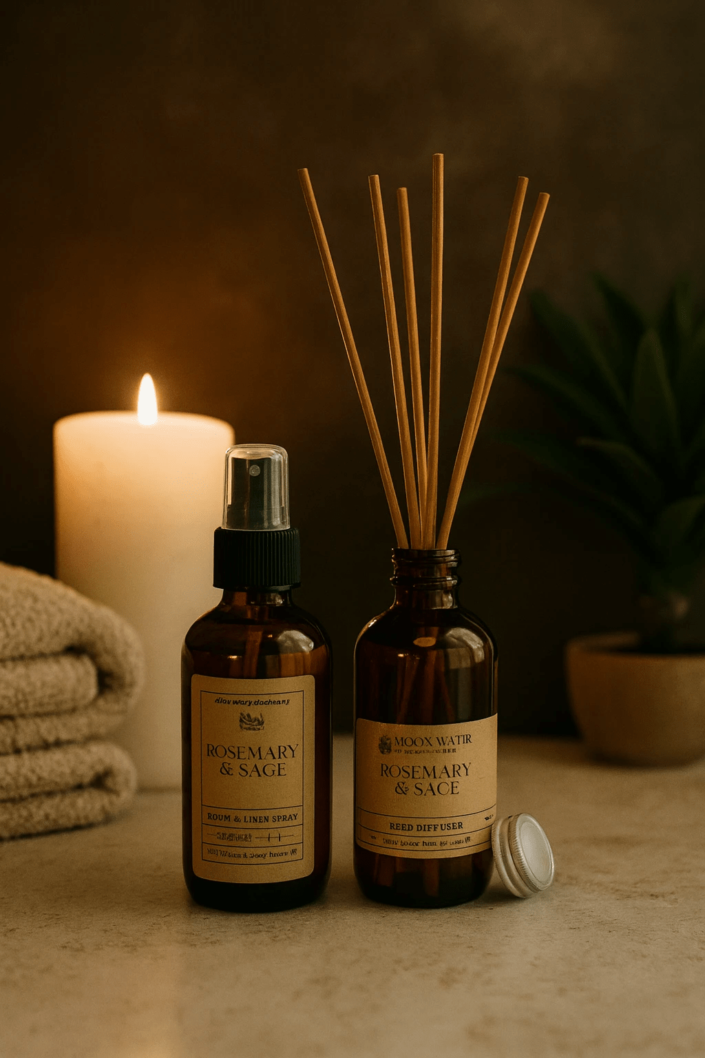 Rosemary + Sage - REED DIFFUSER, Herbal Aromatherapy Home Fragrance - by Moon Water Apothecary!